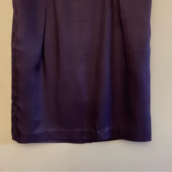Vintage Jacob 100% Silk Deep Purple Lined Pencil Skirt w Pleated Waist Detail - Picture 6 of 15